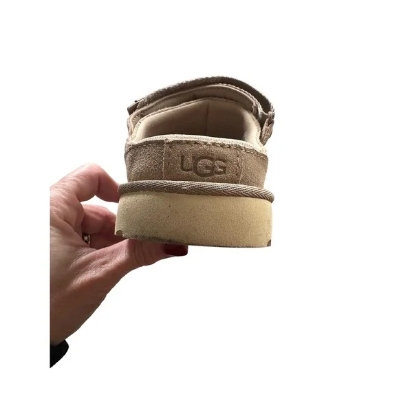 UGG Goldenstar Clog Driftwood Suede Platform Sandals Womens 8.5 - Picture 6 of 9